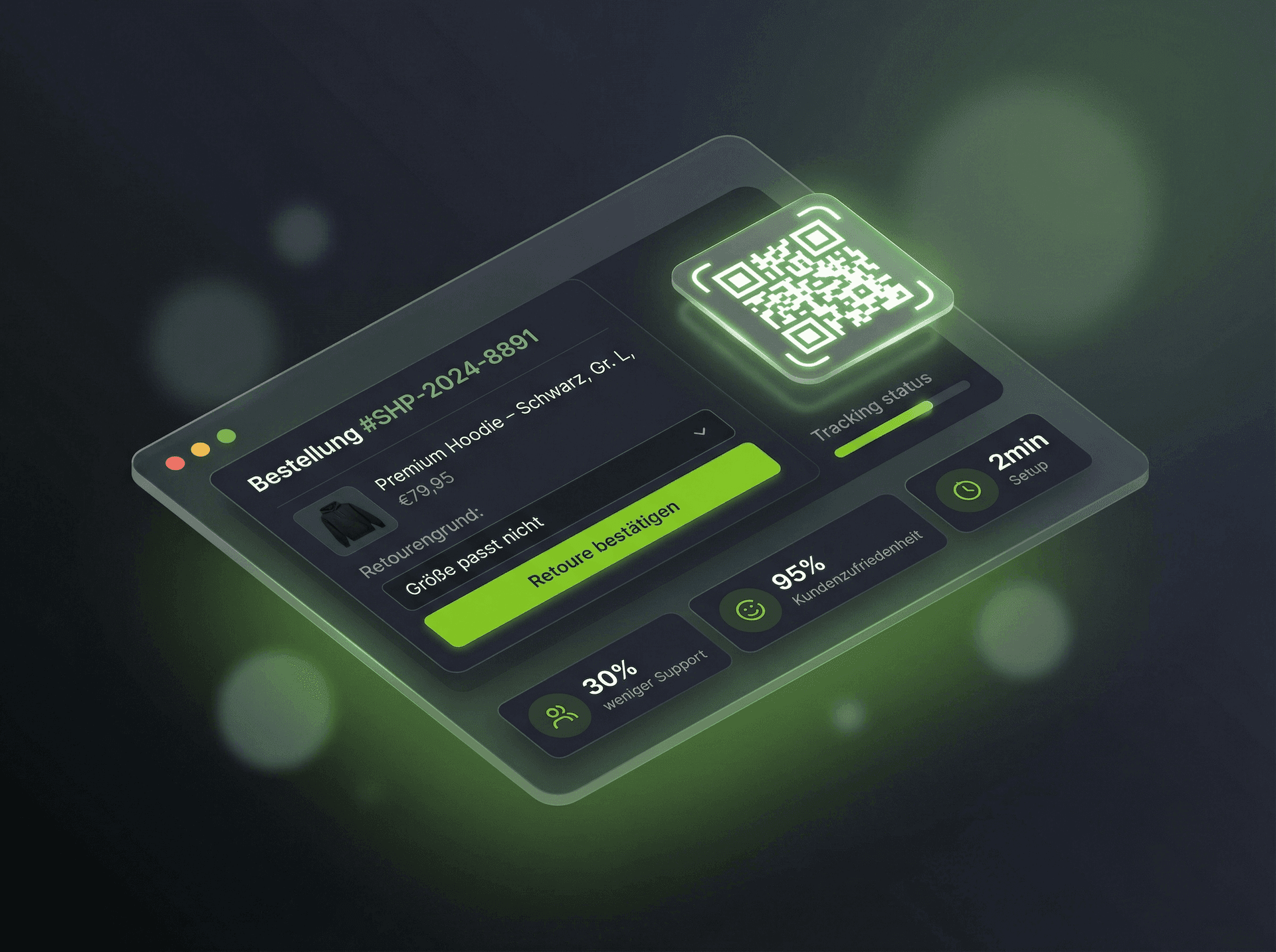 DHL Smart Returns - Bestellungsübersicht mit QR-Code und Tracking